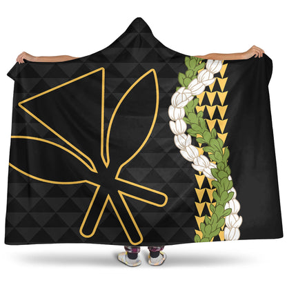Hawaii Hooded Blanket Kanaka Maoli Puakenikeni Maile Flower Lei