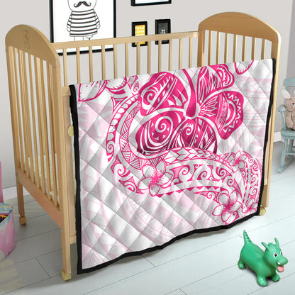 Hawaii Premium Quilt Pink Hibiscus And Plumeria Flowers Polynesian Decor