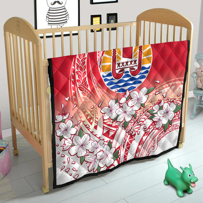 Tahiti Premium Quilt Polynesian Pattern Style White Flowers