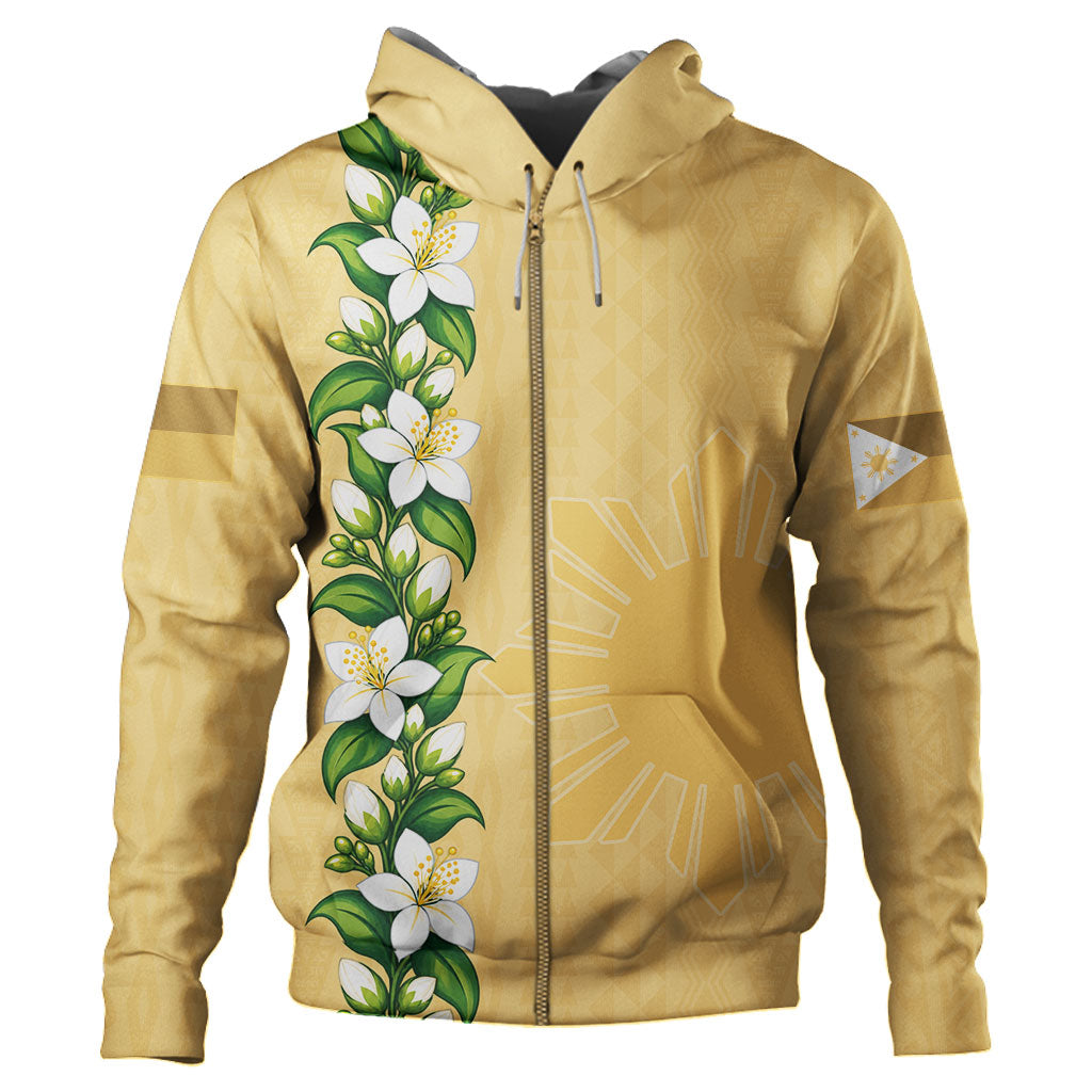 Philippines Filipinos Hoodie Sampaguita Flower Tribal Polynesian Sun Island Style