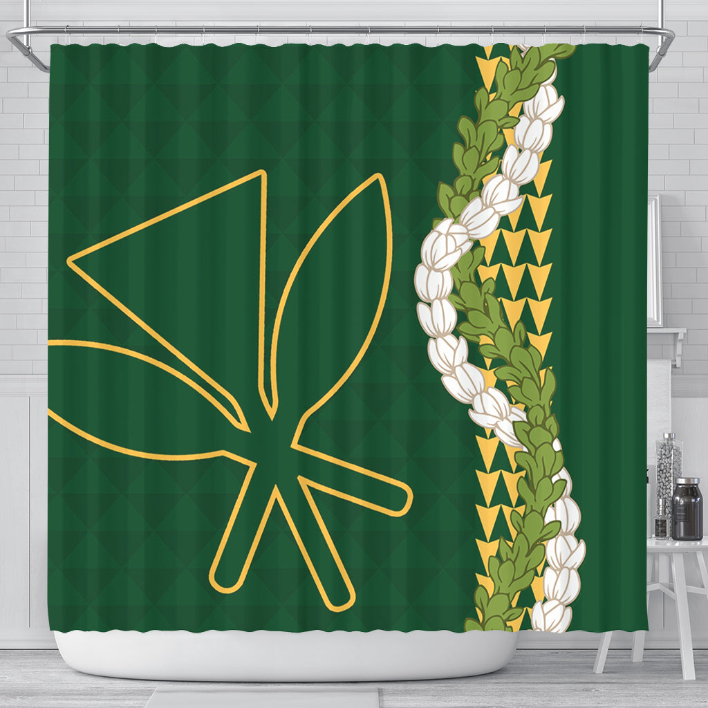 Hawaii Shower Curtain Kanaka Maoli Puakenikeni Maile Flower Lei