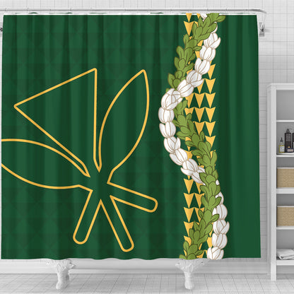 Hawaii Shower Curtain Kanaka Maoli Puakenikeni Maile Flower Lei