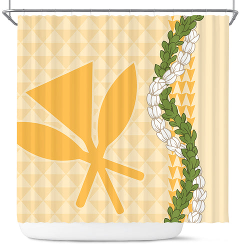 Hawaii Shower Curtain Kanaka Maoli Puakenikeni Maile Flower Lei