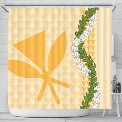 Hawaii Shower Curtain Kanaka Maoli Puakenikeni Maile Flower Lei