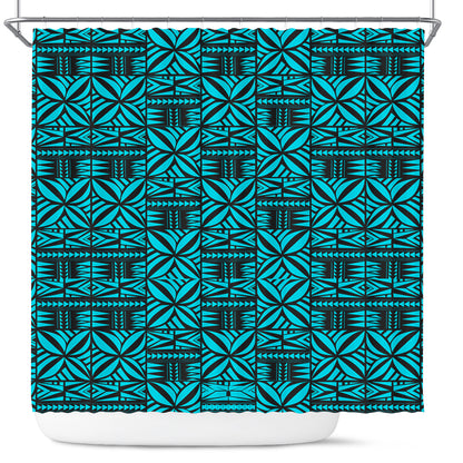 Samoa Shower Curtain Design Stretch Print Fabric Turquoise