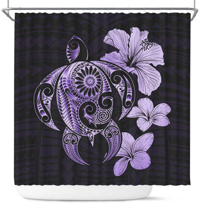 Hawaii Shower Curtain Hibiscus Plumeria Mix Polynesian Turtle