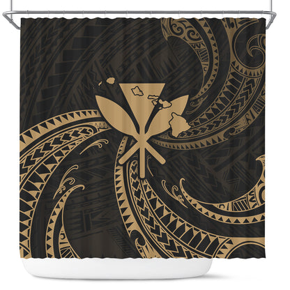 Hawaii Shower Curtain Kanaka Map Tribal Wave