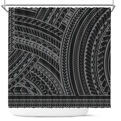 Hawaii Shower Curtain Polynesia Pattern Gray