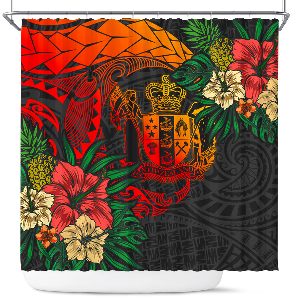 New Zealand Shower Curtain Polynesian Coat Of Arms Tropical