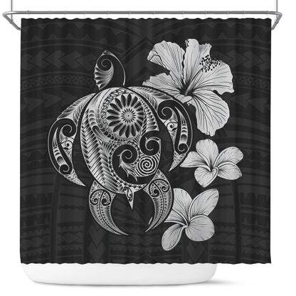 Hawaii Shower Curtain Hibiscus Plumeria Mix Polynesian Turtle
