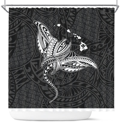 Hawaii Shower Curtain Hawaiian Map Polynesian Tribal Ray Tattoo