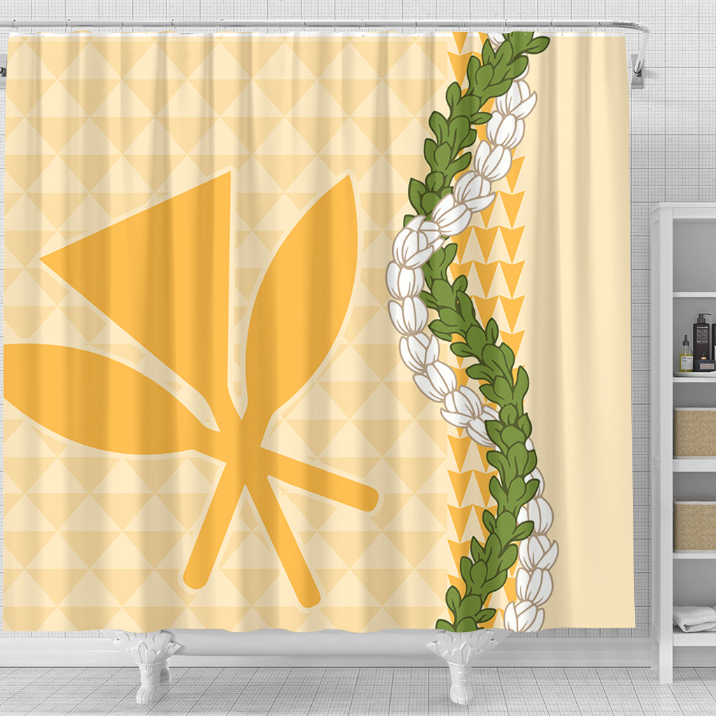Hawaii Shower Curtain Kanaka Maoli Puakenikeni Maile Flower Lei