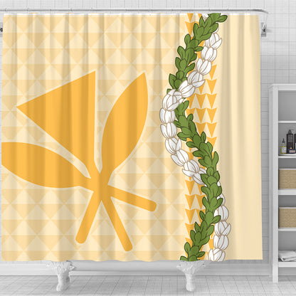 Hawaii Shower Curtain Kanaka Maoli Puakenikeni Maile Flower Lei