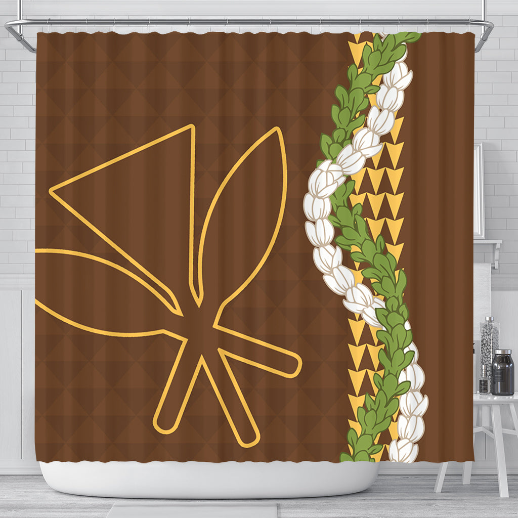Hawaii Shower Curtain Kanaka Maoli Puakenikeni Maile Flower Lei
