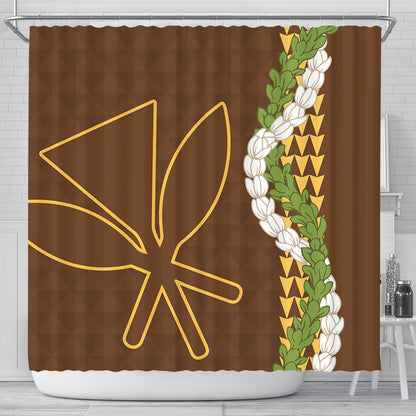 Hawaii Shower Curtain Kanaka Maoli Puakenikeni Maile Flower Lei