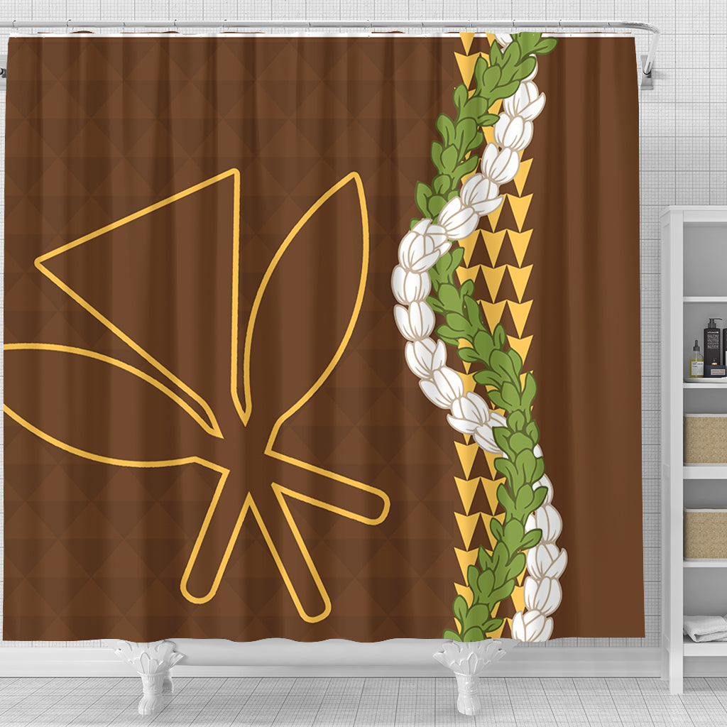 Hawaii Shower Curtain Kanaka Maoli Puakenikeni Maile Flower Lei