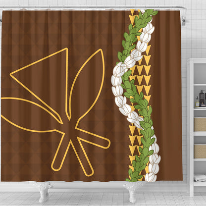 Hawaii Shower Curtain Kanaka Maoli Puakenikeni Maile Flower Lei
