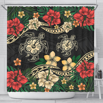 Hawaii Shower Curtain Hawaiian Map Turtle Drawing Tattoo