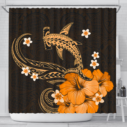 Hawaii Shower Curtain Shark Polynesia Tribal Tattoo