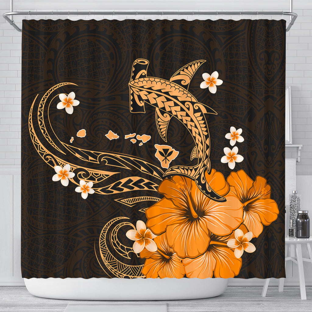 Hawaii Shower Curtain Kanaka Map And Shark Tribal Tattoo