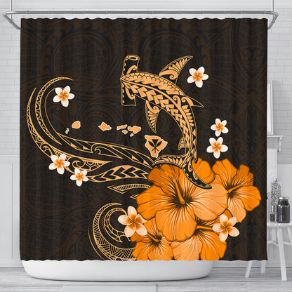 Hawaii Shower Curtain Kanaka Map And Shark Tribal Tattoo