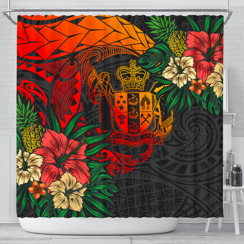 New Zealand Shower Curtain Polynesian Coat Of Arms Tropical