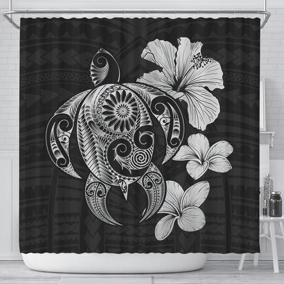 Hawaii Shower Curtain Hibiscus Plumeria Mix Polynesian Turtle