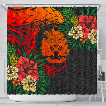 Solomon Islands Shower Curtain Polynesian Coat Of Arms Tropical