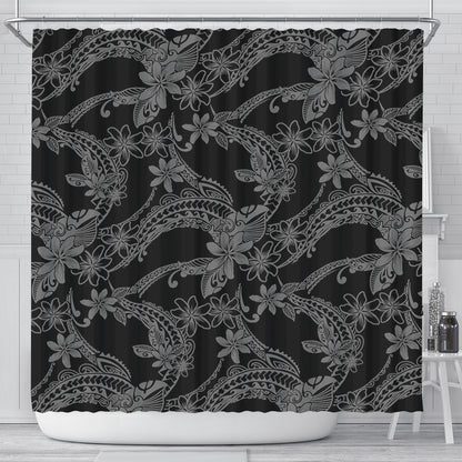 Hawaii Shower Curtain Polynesian Print Fabric And Flower