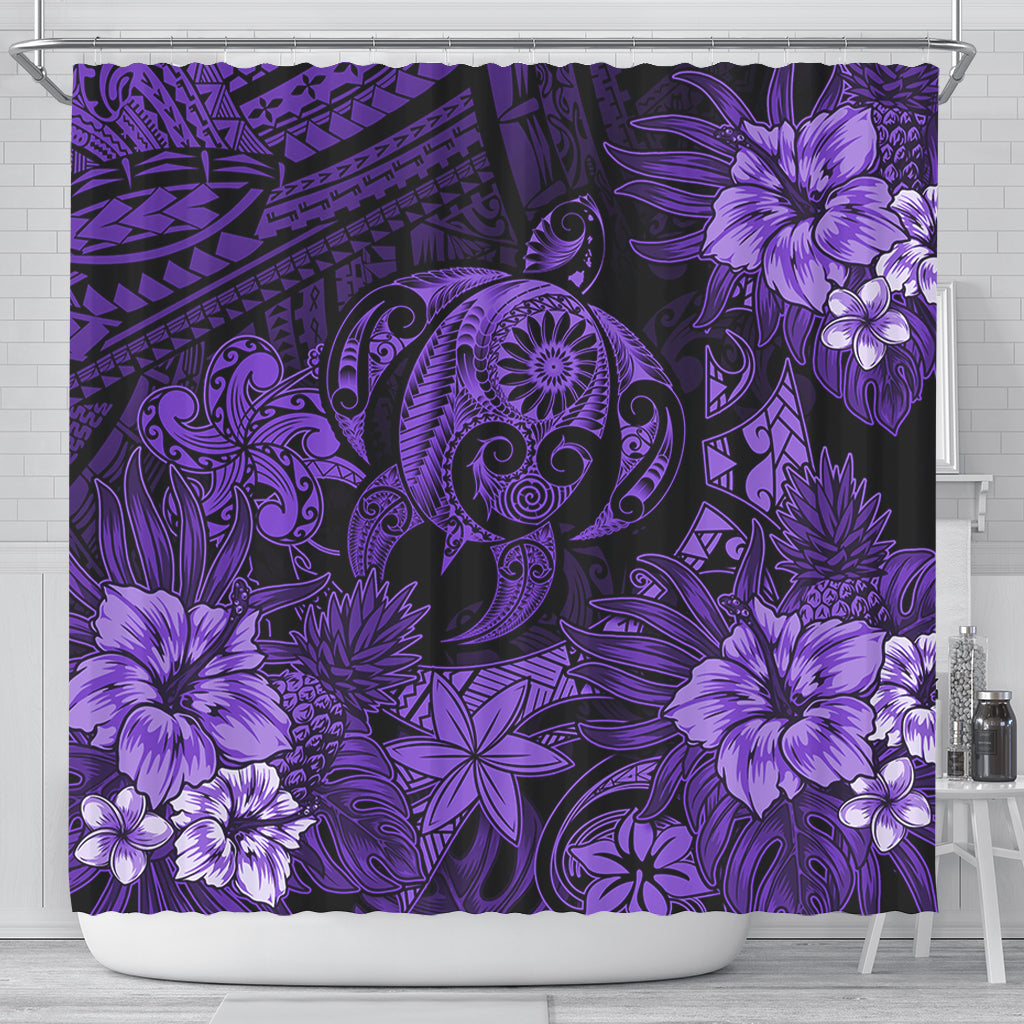 Hawaii Shower Curtain Tribal Polynesia Sea Turtle Design Pacific Dream