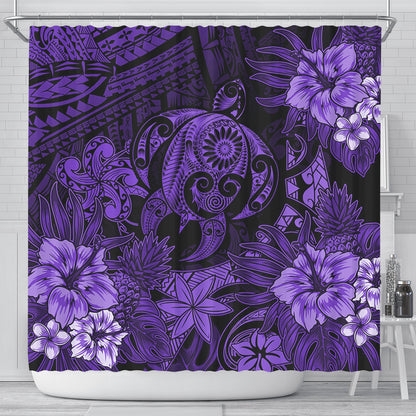 Hawaii Shower Curtain Tribal Polynesia Sea Turtle Design Pacific Dream