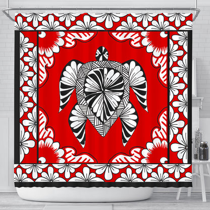 Tonga Shower Curtain Tapa Turtle Design