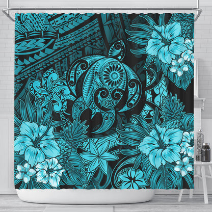 Hawaii Shower Curtain Tribal Polynesia Sea Turtle Design Pacific Dream
