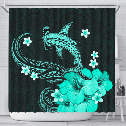 Hawaii Shower Curtain Shark Polynesia Tribal Tattoo