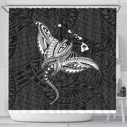 Hawaii Shower Curtain Hawaiian Map Polynesian Tribal Ray Tattoo