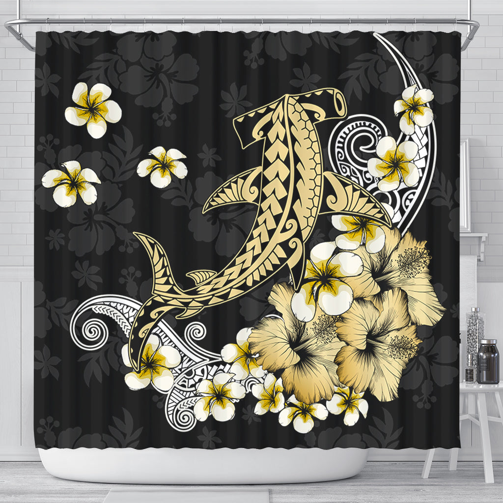 Hawaii Shower Curtain Hammerhead Shark Gold Tropical
