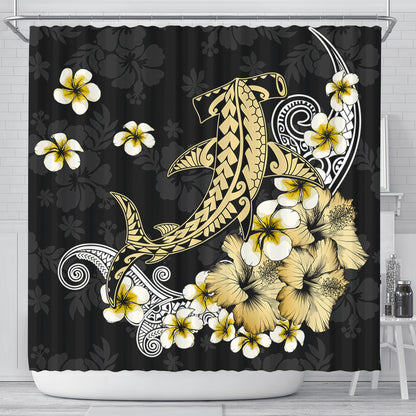 Hawaii Shower Curtain Hammerhead Shark Gold Tropical