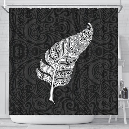 New Zealand Shower Curtain Maori Silver Fern Simple Style