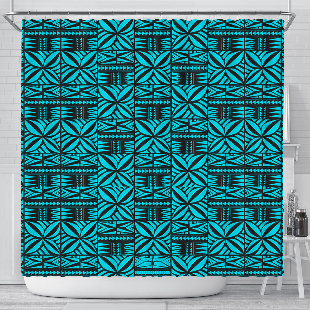Samoa Shower Curtain Design Stretch Print Fabric Turquoise