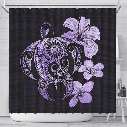 Hawaii Shower Curtain Hibiscus Plumeria Mix Polynesian Turtle