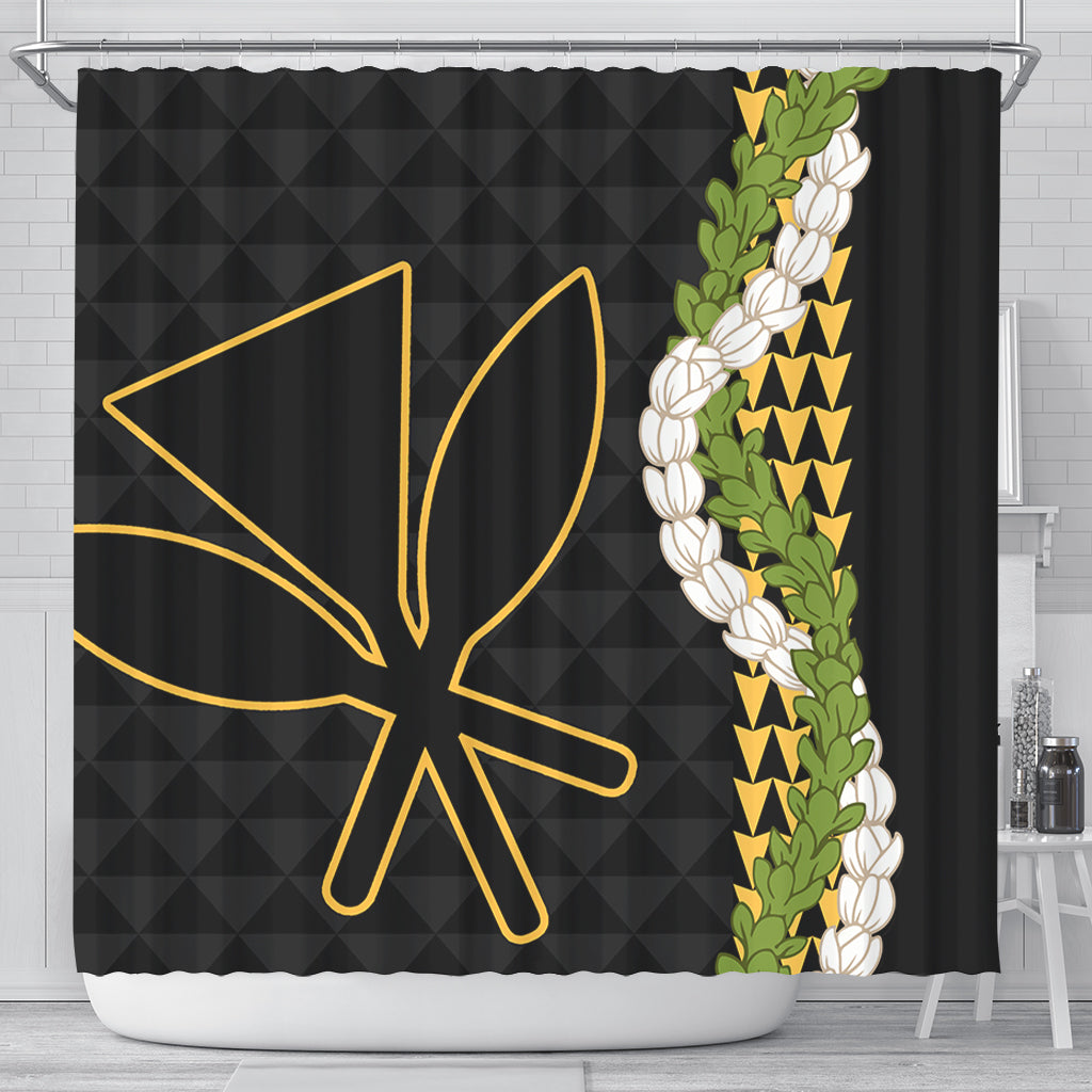Hawaii Shower Curtain Kanaka Maoli Puakenikeni Maile Flower Lei