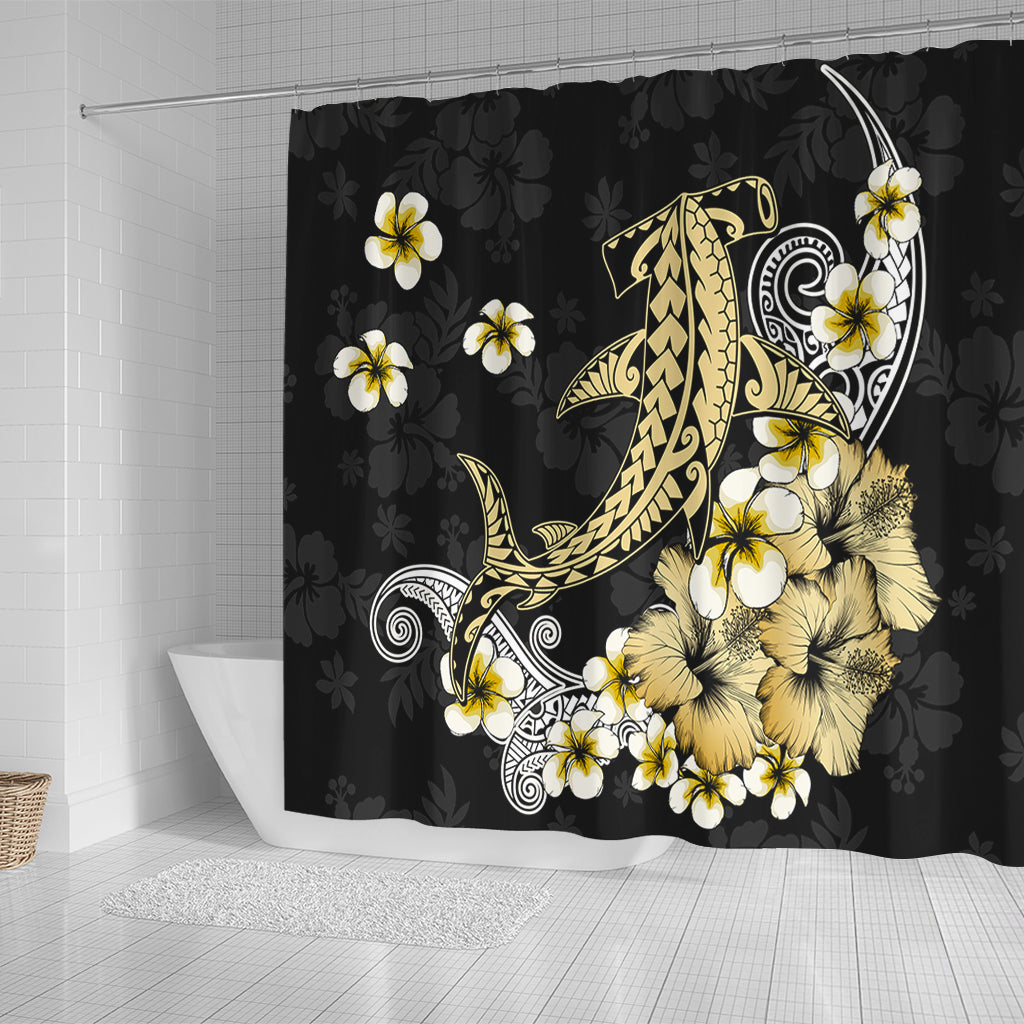 Hawaii Shower Curtain Hammerhead Shark Gold Tropical