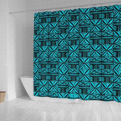 Samoa Shower Curtain Design Stretch Print Fabric Turquoise