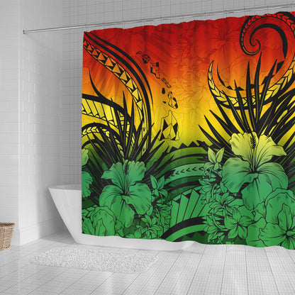 Hawaii Shower Curtain Map Polynesian Tattoo Tropical Summer