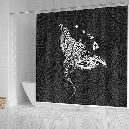 Hawaii Shower Curtain Hawaiian Map Polynesian Tribal Ray Tattoo