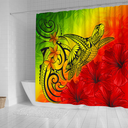 Hawaii Shower Curtain Tribal Polynesia Tropical Hibiscus Flower