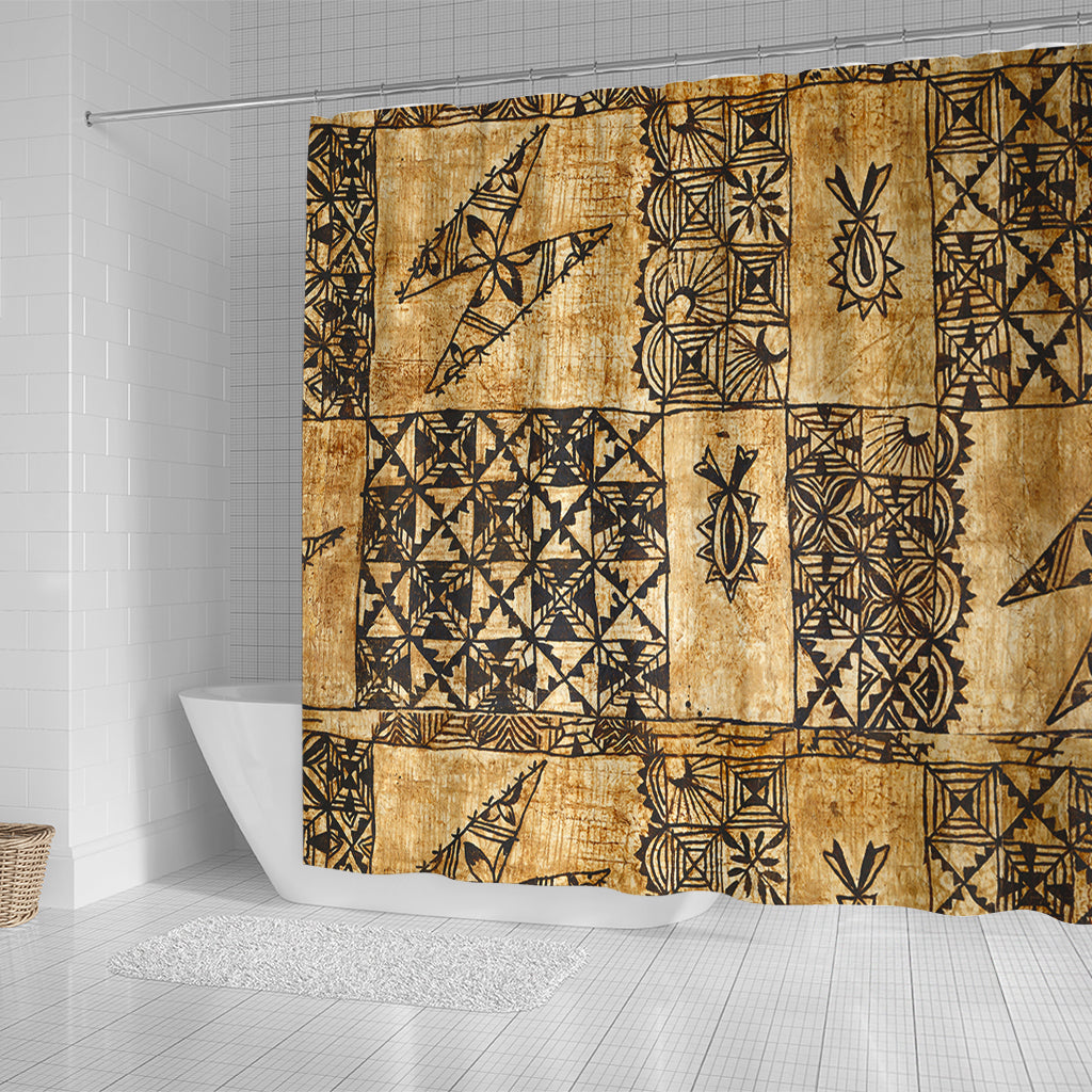 Tonga Shower Curtain Tapa Cloth Vintage