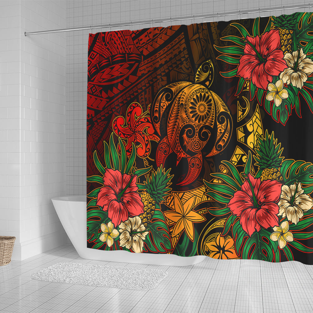 Hawaii Shower Curtain Tribal Polynesia Sea Turtle Design Pacific Dream