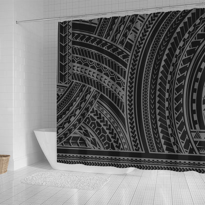Hawaii Shower Curtain Polynesia Pattern Gray