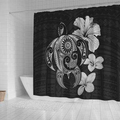 Hawaii Shower Curtain Hibiscus Plumeria Mix Polynesian Turtle